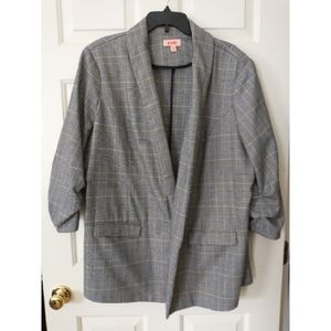 EVRI Women's Oversized Gray Plaid Blazer with POCKETS! Women's Plus Size 2X EUC